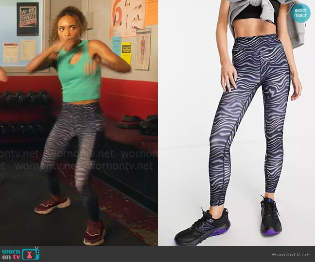 ASOS 4505 Petite legging in zebra print worn by Faran Bryant (Zaria) on Pretty Little Liars Original Sin