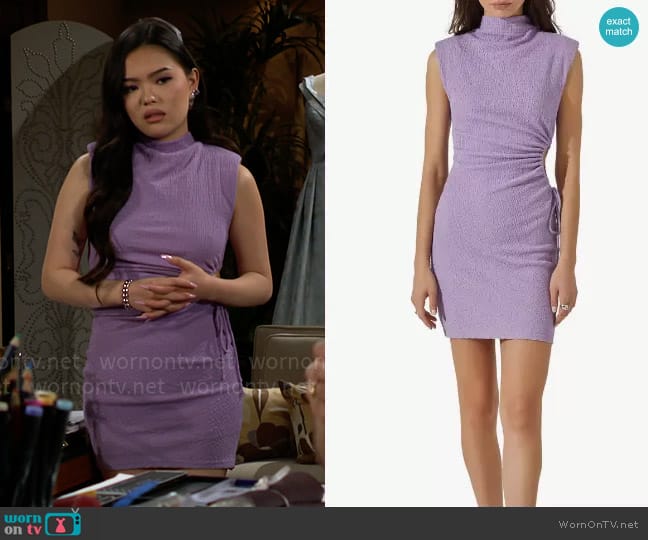 ASTR the Label Side Ruched Cutout Detail Minidress worn by Luna (Lisa Yamada) on The Bold and the Beautiful