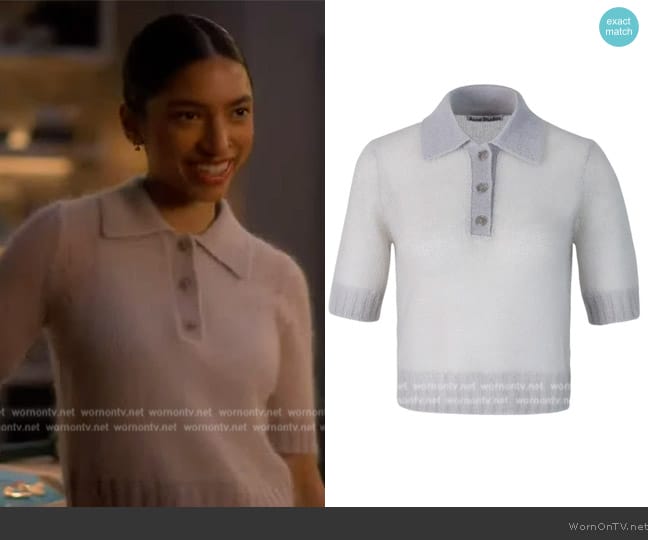 Acne Studios Short-Sleeved Polo Shirt worn by Zaara (Tara Raani) on Grown-ish