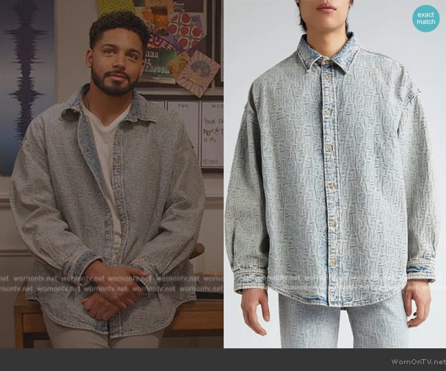 Acne Studios Monogram Cotton Jacquard Button-Up Shirt worn by Jordan Baker (Michael Evans Behling) on All American