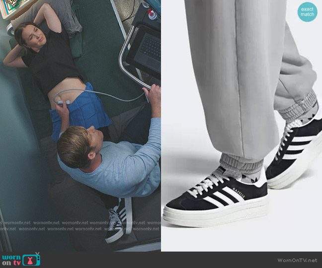 Jo’s black platform striped sneakers on Greys Anatomy