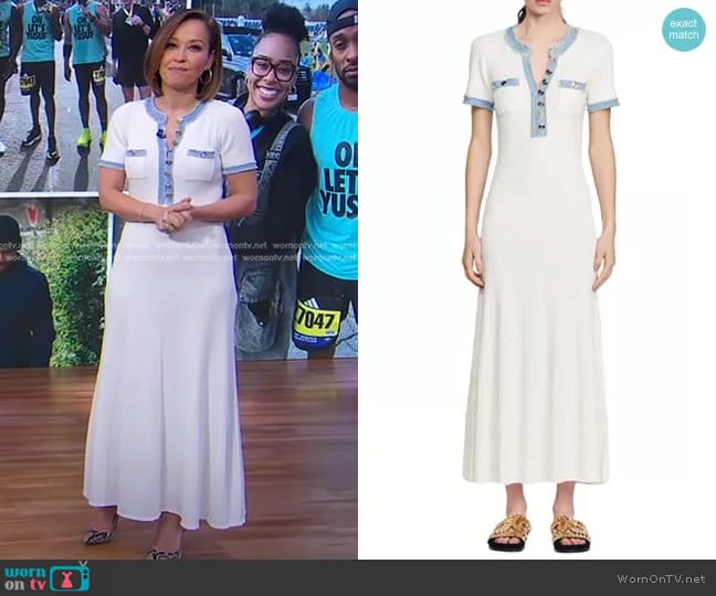 Sandro Alecia Short Sleeve Sweater Dress worn by Eva Pilgrim on Good Morning America