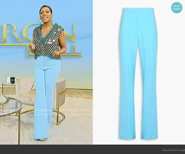 Alex Perry Aldrich crepe flared pants worn by Tamron Hall on Tamron Hall Show