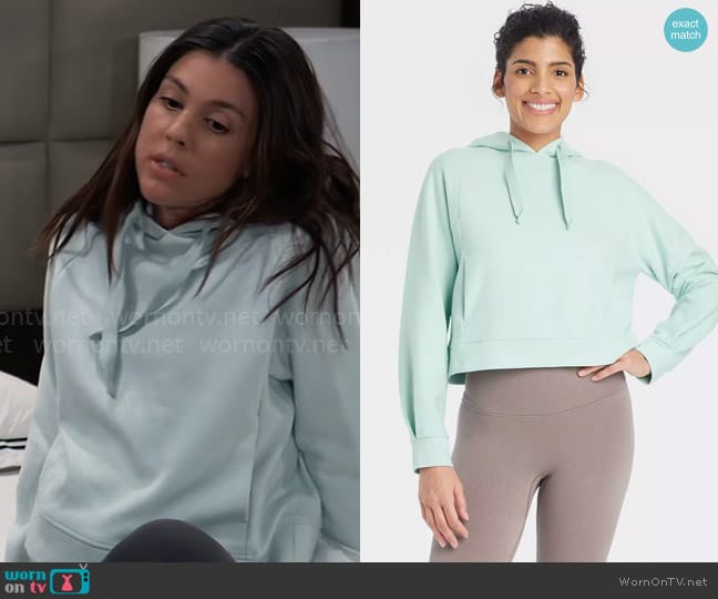 All in Motion at Target Cozy Rib Hoodie in Mint Green worn by Kristina Corinthos-Davis (Kate Mansi) on General Hospital