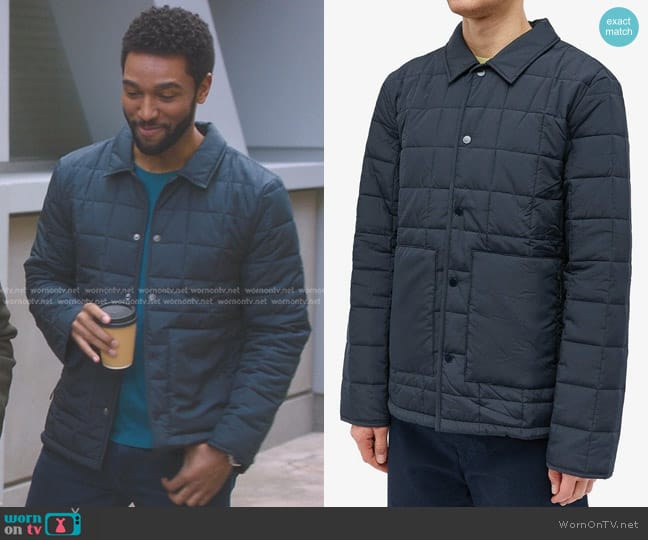 Rains Liner Shirt Jacket in Navy worn by Winston Ndugu (Anthony Hill) on Greys Anatomy