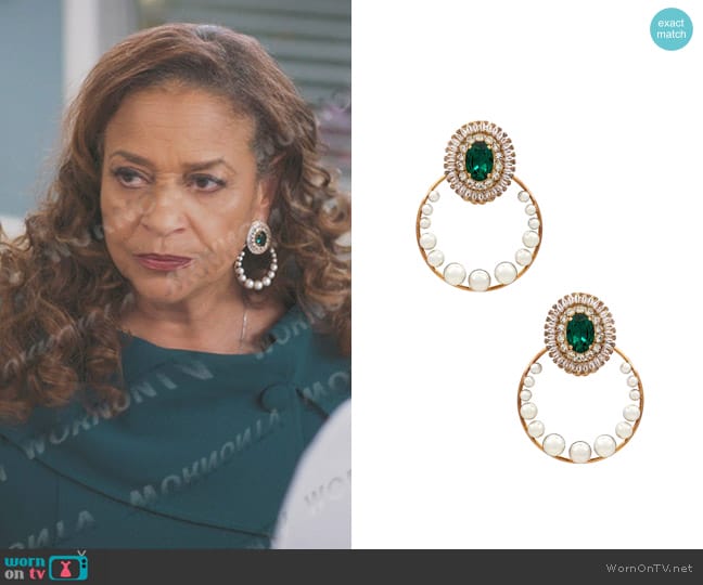 Anton Heunis Gem Cluster Hoop Earrings worn by Catherine Avery (Debbie Allen) on Greys Anatomy