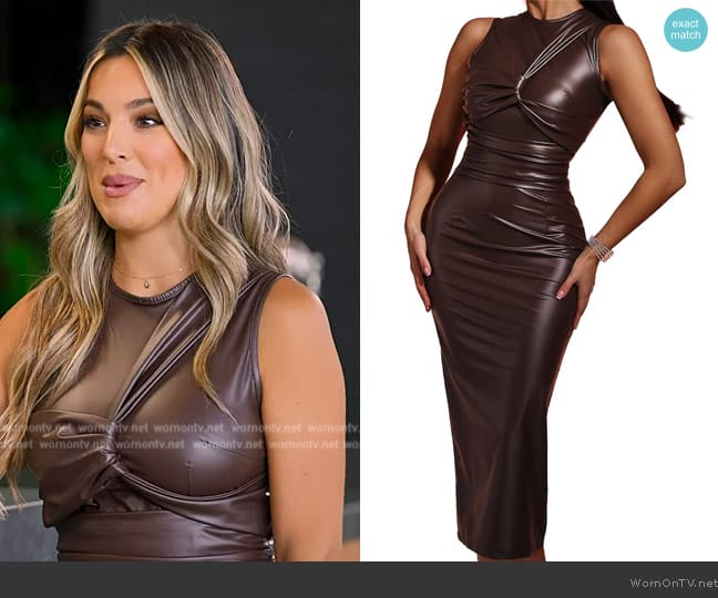 Alex’s brown leather twist front dress on Selling the OC