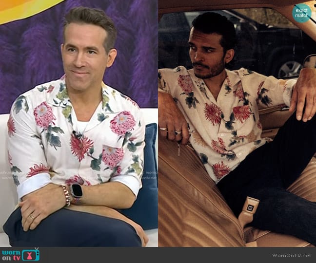 Barbanera Floral Japanese Rayon Shirt worn by Ryan Reynolds on Today