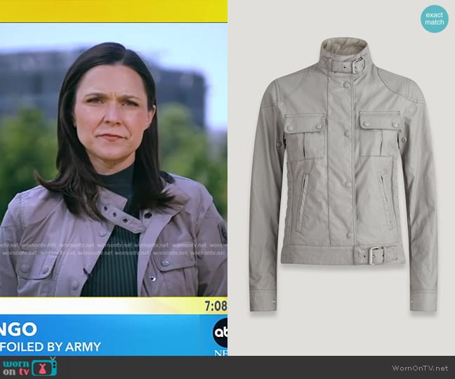 Belstaff Gangster Jacket Waxed Cotton worn by Maggie Rulli on Good Morning America