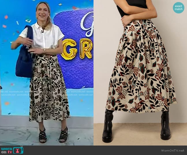 Bohme Anya Floral Midi Skirt worn by Lauren Iannotti on Today