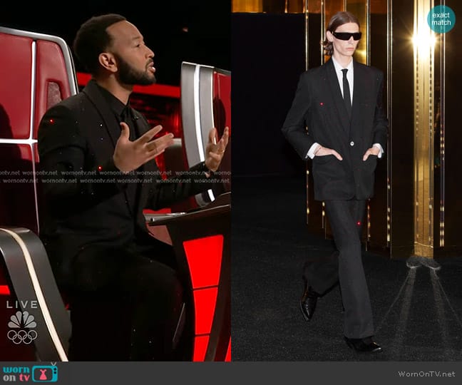 Celine Classic Jacket and Pants worn by John Legend on The Voice