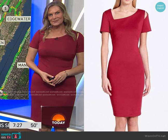 Calvin Klein Asymmetrical Sheath Dress worn by Emily West on Today