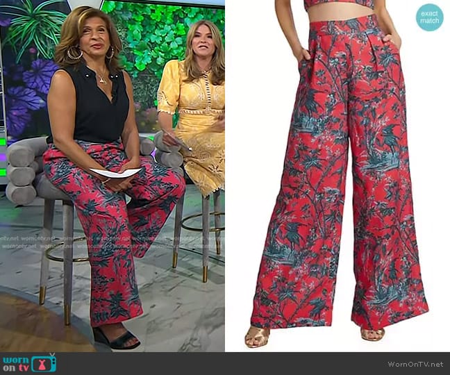 Cara Cara Josephine Linen Wide-Leg Pants in Heron Watermelon worn by Hoda Kotb on Today