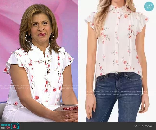 Cece Floral Ruffle Pintuck Blouse worn by Hoda Kotb on Today