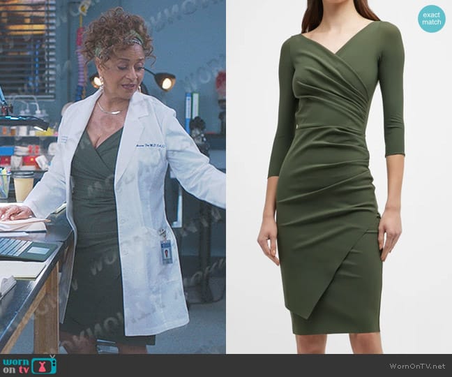 Chiara Boni La Petite Robe Calantine 3/4-Sleeve Ruched Bodycon Dress worn by Catherine Avery (Debbie Allen) on Greys Anatomy