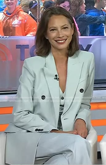 Christy Turlington's blue double breasted blazer and pants on Today