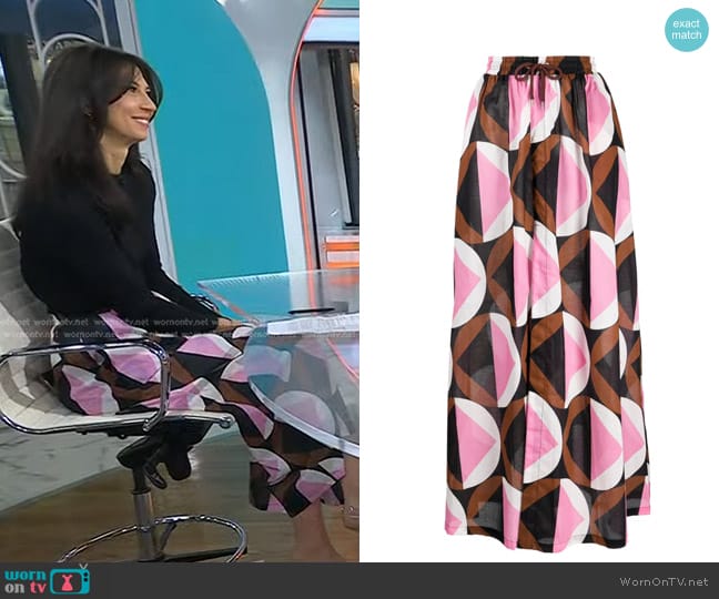 Cynthia Rowley Graphic-Print High-Waist Skirt worn by Dr. Natalie Azar on Today