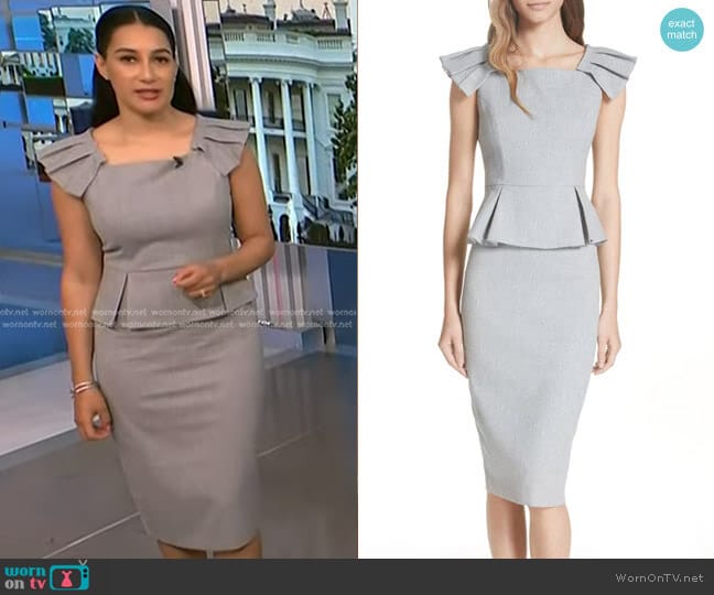 Ted Baker Daizid Pleat Shoulder Peplum Dress worn by Morgan Radford on NBC News Daily