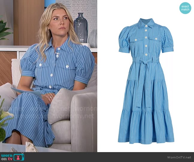 Derek Lam 10 Crosby Buffy Striped Cotton Midi-Dress worn by Amanda Kloots on The Talk