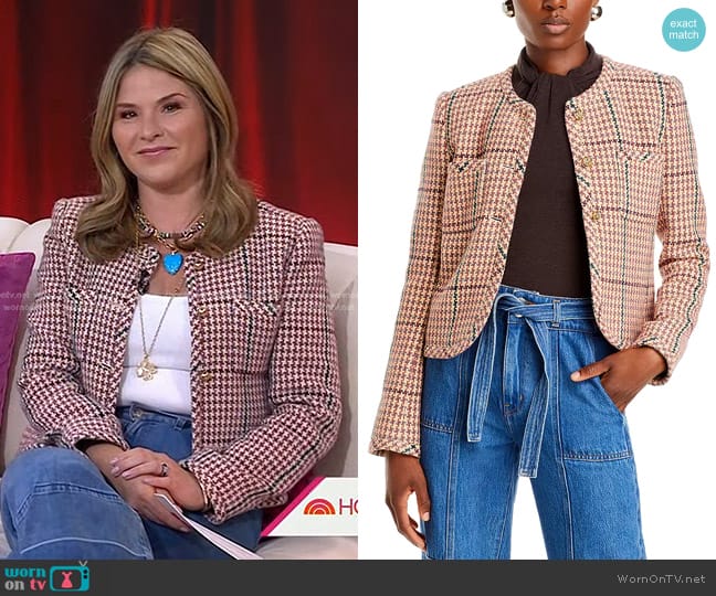 Derek Lam 10 Crosby Emilia Houndstooth Blazer worn by Jenna Bush Hager on Today