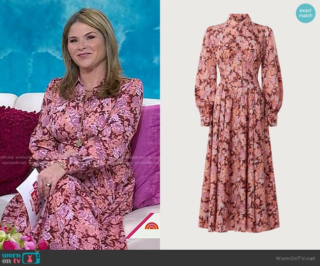 Derek Lam Collective Floral Midi Shirt Dress worn by Jenna Bush Hager on Today