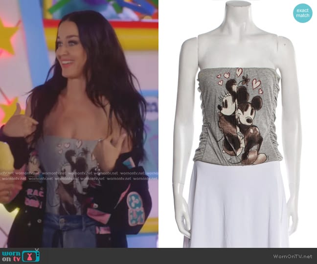 Dolce & Gabbana Vintage Minnie & Mickey Mouse Disney Bustier Top worn by Katy Perry on American Idol