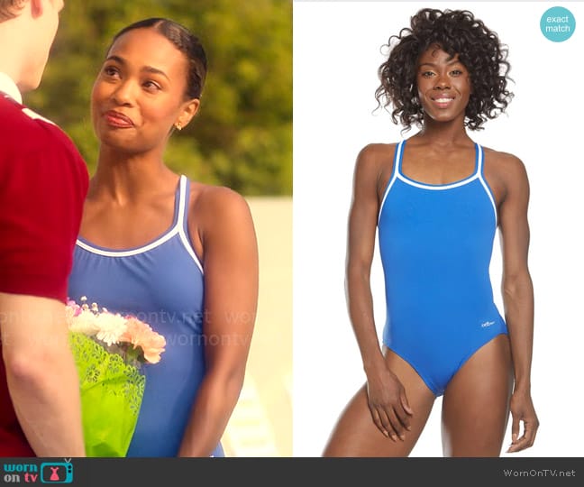 Dolfin Poly Solid DBX Back One Piece Swimsuit in Royal worn by Faran Bryant (Zaria) on Pretty Little Liars Original Sin