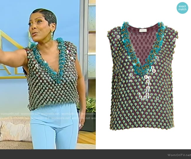 Dries Van Noten College Top worn by Tamron Hall on Tamron Hall Show