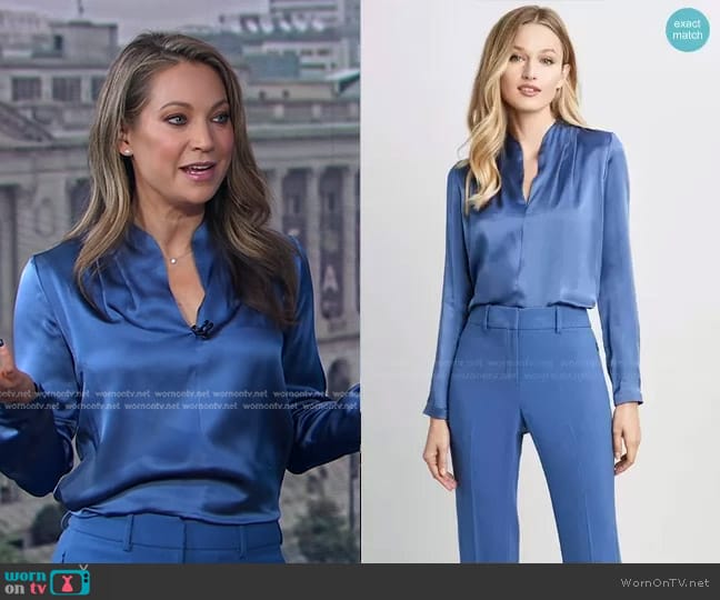 Elie Tahari Contour Neck Shirt worn by Ginger Zee on Good Morning America