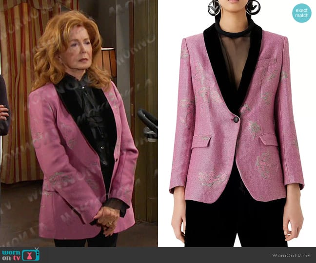 Emporio Armani Jacquard Floral Blazer worn by Maggie Horton (Suzanne Rogers) on Days of our Lives