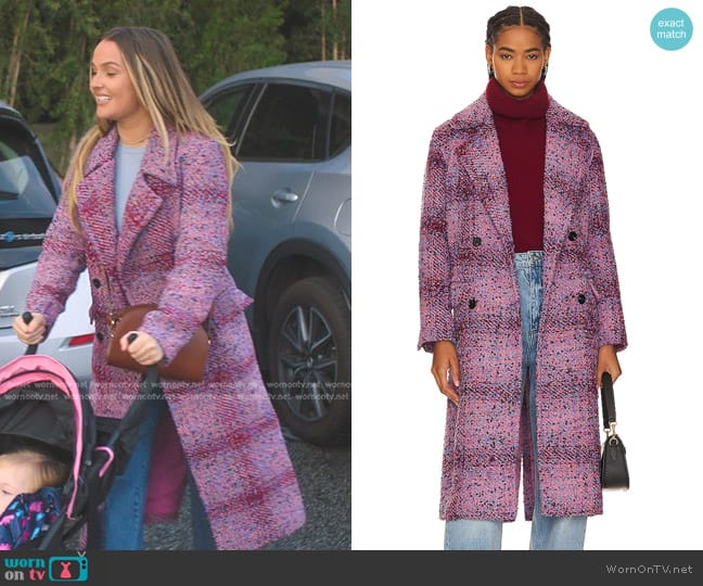 Ena Pelly Neve Wool Coat in Meadow Violet Tweed worn by Jo Wilson (Camilla Luddington) on Greys Anatomy