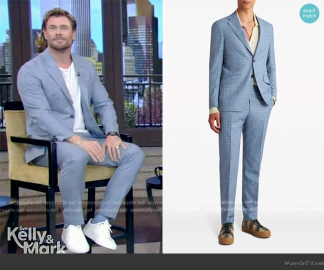 Etro Checked single-breasted suit worn by Chris Hemsworth on Live with Kelly and Mark