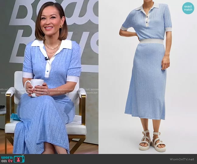 Boss Linen-Blend Dress with Button Placket worn by Eva Pilgrim on Good Morning America