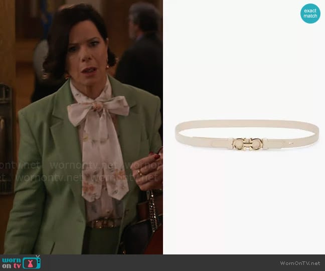 Ferragamo Double Gancio Calfskin Leather Belt worn by Margaret Wright (Marcia Gay Harden) on So Help Me Todd