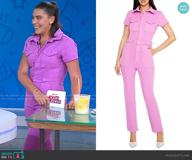 Good American Fit for Success Utility Jumpsuit in Lollipop worn by Katie Stilo on Today