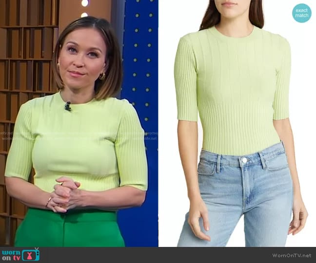 Frame Mix Rib Sweater worn by Eva Pilgrim on Good Morning America