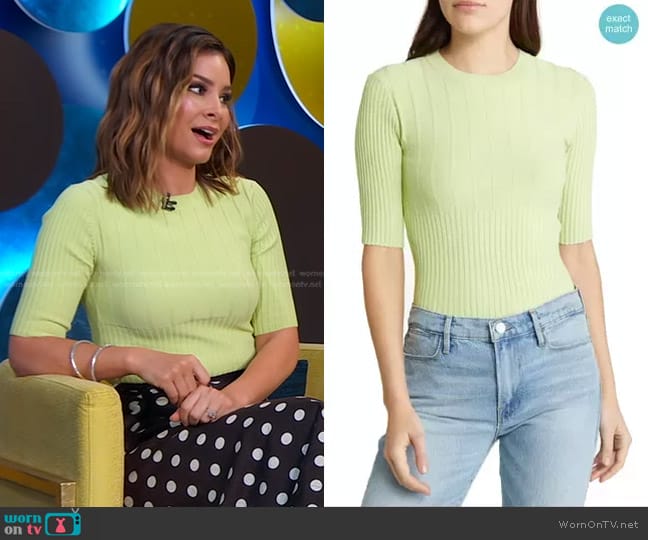 Frame Mix Rib Sweater worn by Rebecca Jarvis on Good Morning America