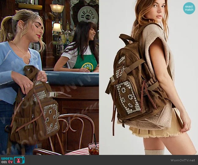 Free People Berlin Studded Backpack worn by Holly Jonas (Ashley Puzemis) on Days of our Lives