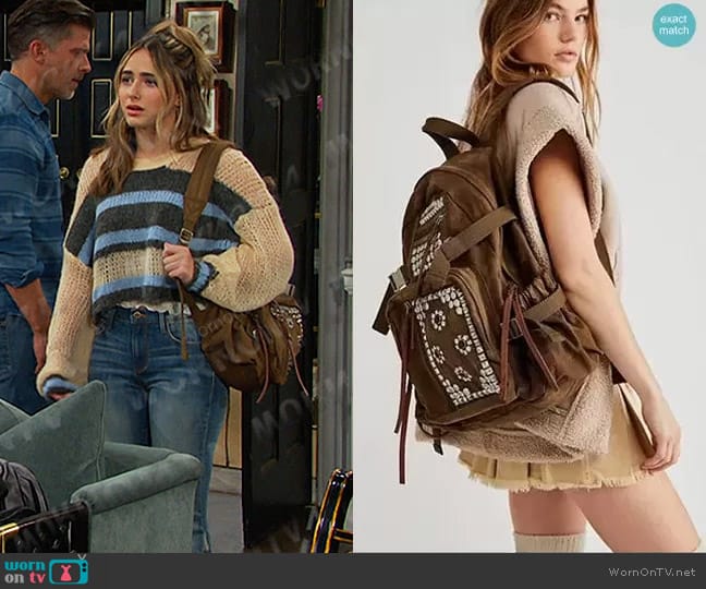 Free People Berlin Studded Backpack worn by Holly Jonas (Ashley Puzemis) on Days of our Lives