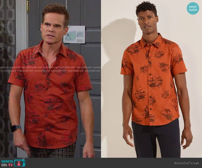 Guess Short Sleeve Luxe Vinyl Album Floral Shirt worn by Leo Stark (Greg Rikaart) on Days of our Lives