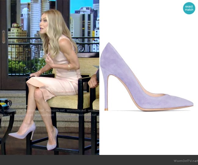 Gianvito Rossi Gianvito 105mm suede pumps worn by Kelly Ripa on Live with Kelly and Mark