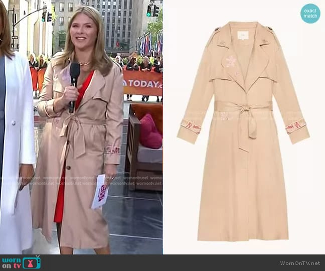 Maje Glorie Embroidered Trench Coat worn by Jenna Bush Hager on Today