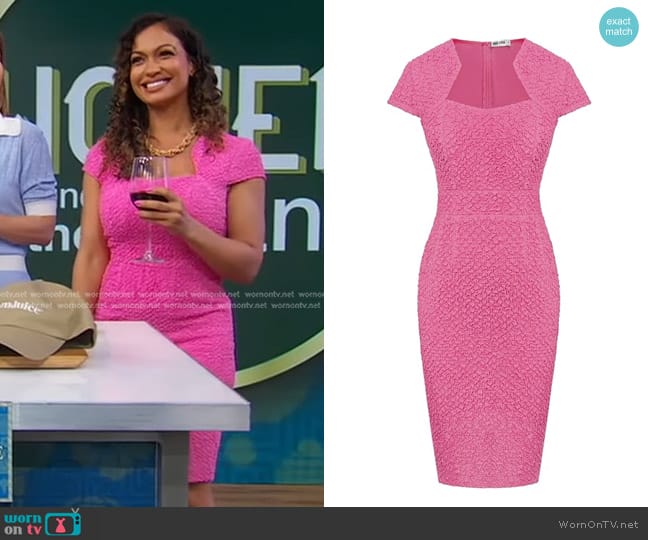 Grace Karin Cap Sleeve Pencil Dress in Rose Red worn by Milly Almodovar on Good Morning America