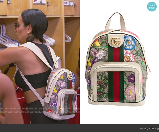 Gucci GG Supreme Flora Ophidia Backpack worn by Melissa Gorga on The Real Housewives of New Jersey