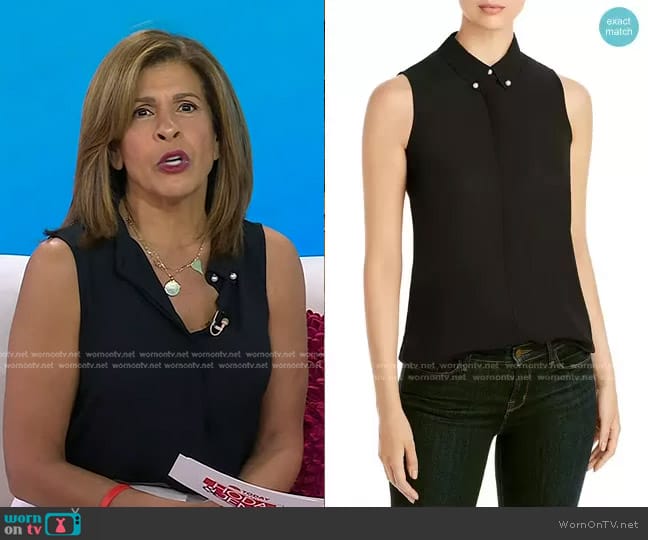 Karl Lagerfeld Imitation Pearl Button Sleeveless Top worn by Hoda Kotb on Today