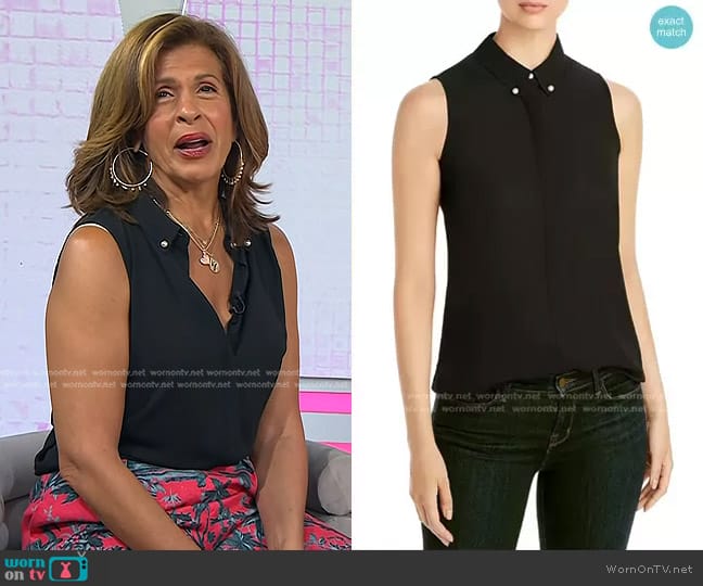 Karl Lagerfeld Imitation Pearl Button Sleeveless Top worn by Hoda Kotb on Today