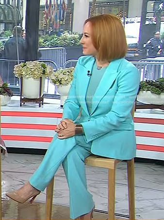 Jes Psaki's mint blue peak lapel blazer and pants on Today