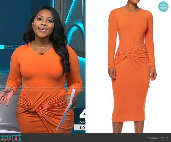 Jluxlabel Modern Lovers Long Sleeve Twist Front Midi Dress worn by Kay Angrum on NBC News Daily