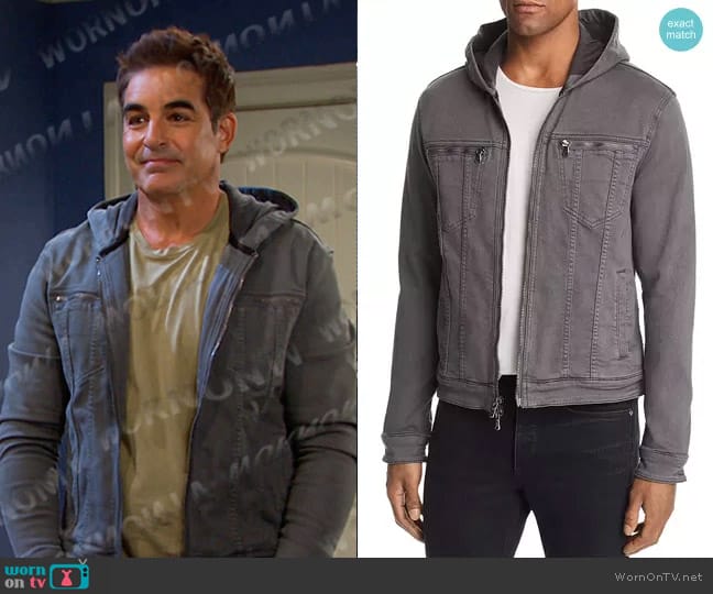 John Varvatos Hooded Zip-Front Knit Jacket worn by Rafe Hernandez (Galen Gering) on Days of our Lives