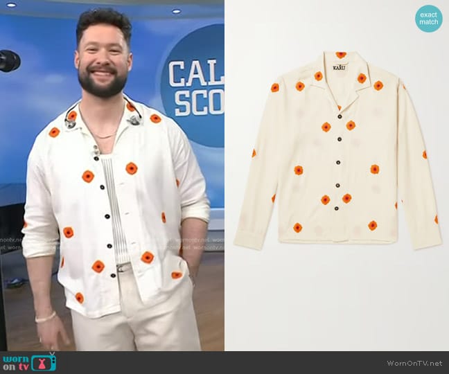 Kartik Research Camp-Collar Embellished Embroidered Cotton Shirt worn by Calum Scott on Today